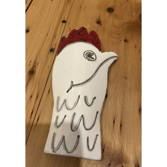 EAT ME! Ceramic Chicken Art. Hand Made & Painted Pottery/Figure/Wall Plate - Picture 3 of 7